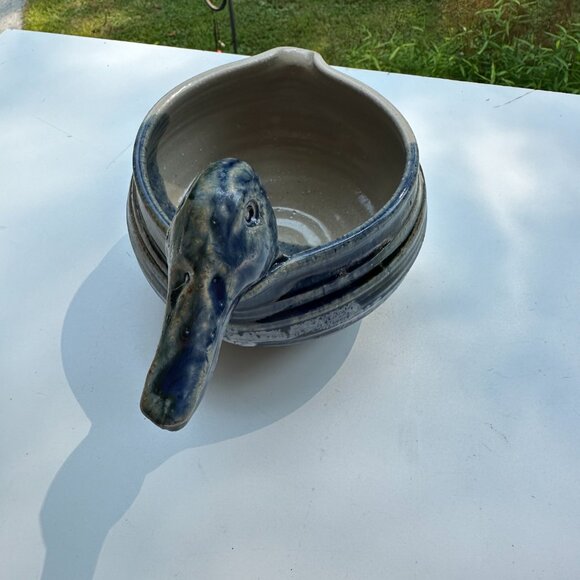 #7772 DUCK HEAD GRAVY SERVER CHRISTOPHER BRAGG POTTERY DUCK - Picture 3 of 7